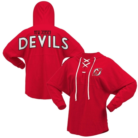 New Jersey Devils Lace Up Hooded Spirit Jersey In Size 2XL NWOT - Picture 1 of 8
